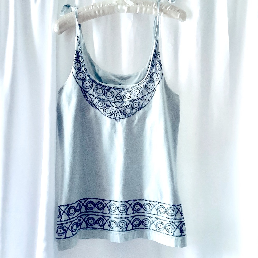 Athleta light & dark teal Embroidered Top. Size M